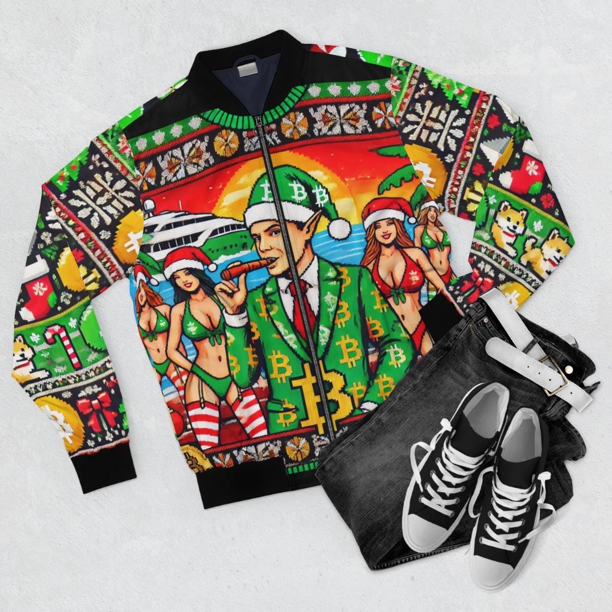 Bitcoin Christmas Party Bomber Jacket