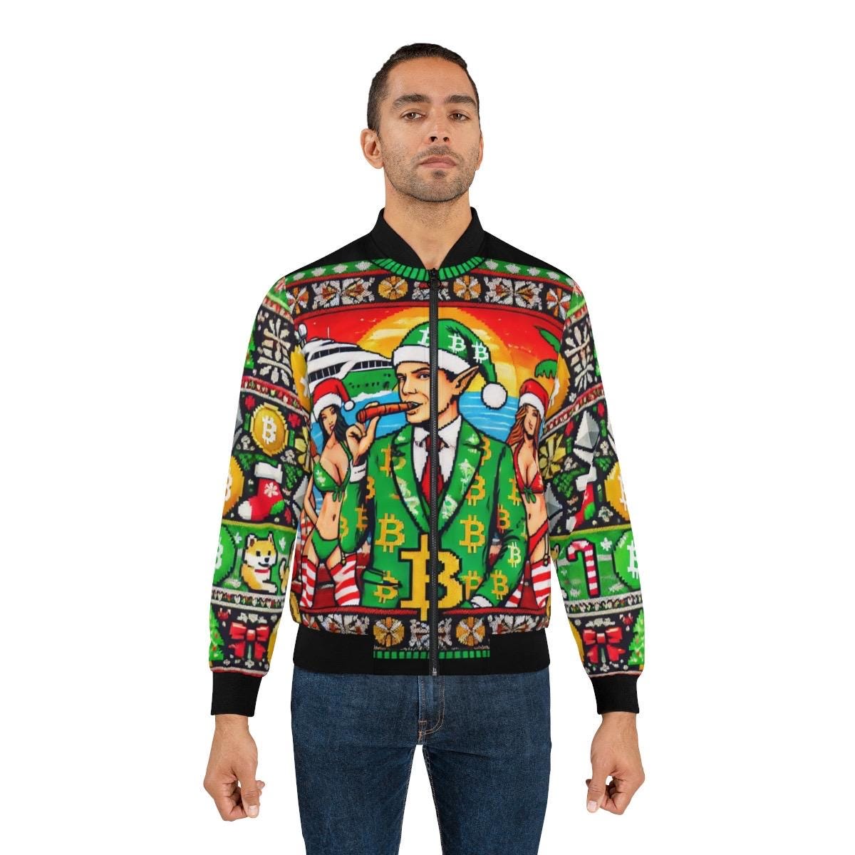 Bitcoin Christmas Party Bomber Jacket