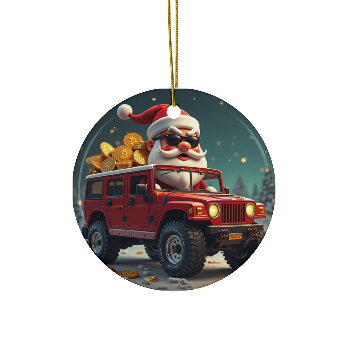 Bitcoin Santa Ceramic Ornament, Christmas Tree Decoration, Funny Holiday Gift, Cryptocurrency Lover Decor, Stocking Stuffer