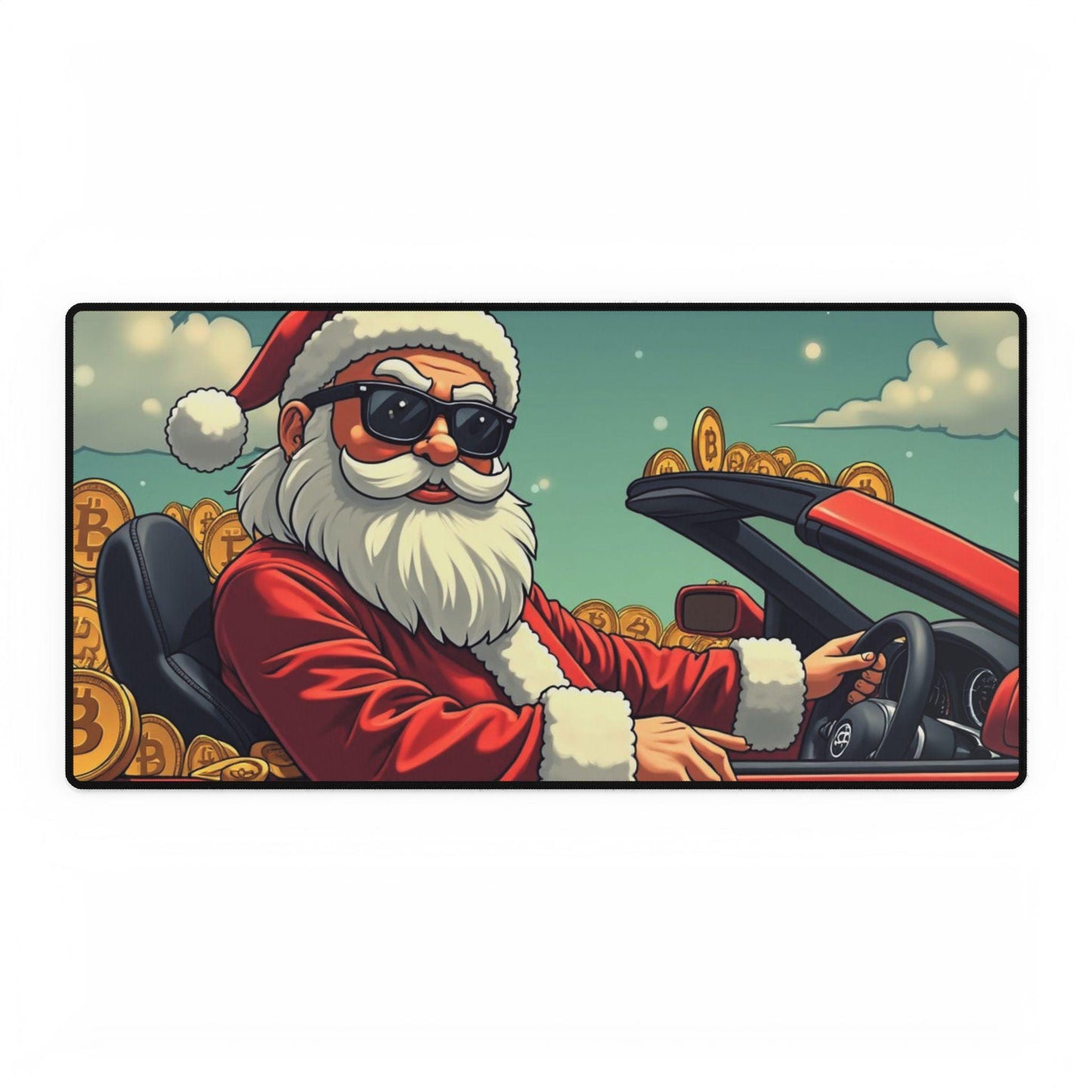 Desk Mats, Santa Wealthy in Style for Your Keyboard Mouse, Christmas Desk Mats, Festive Santa Desk Mats, Holiday Desk Accessories, Santa
