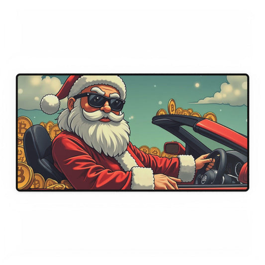 Desk Mats, Santa Wealthy in Style for Your Keyboard Mouse, Christmas Desk Mats, Festive Santa Desk Mats, Holiday Desk Accessories, Santa
