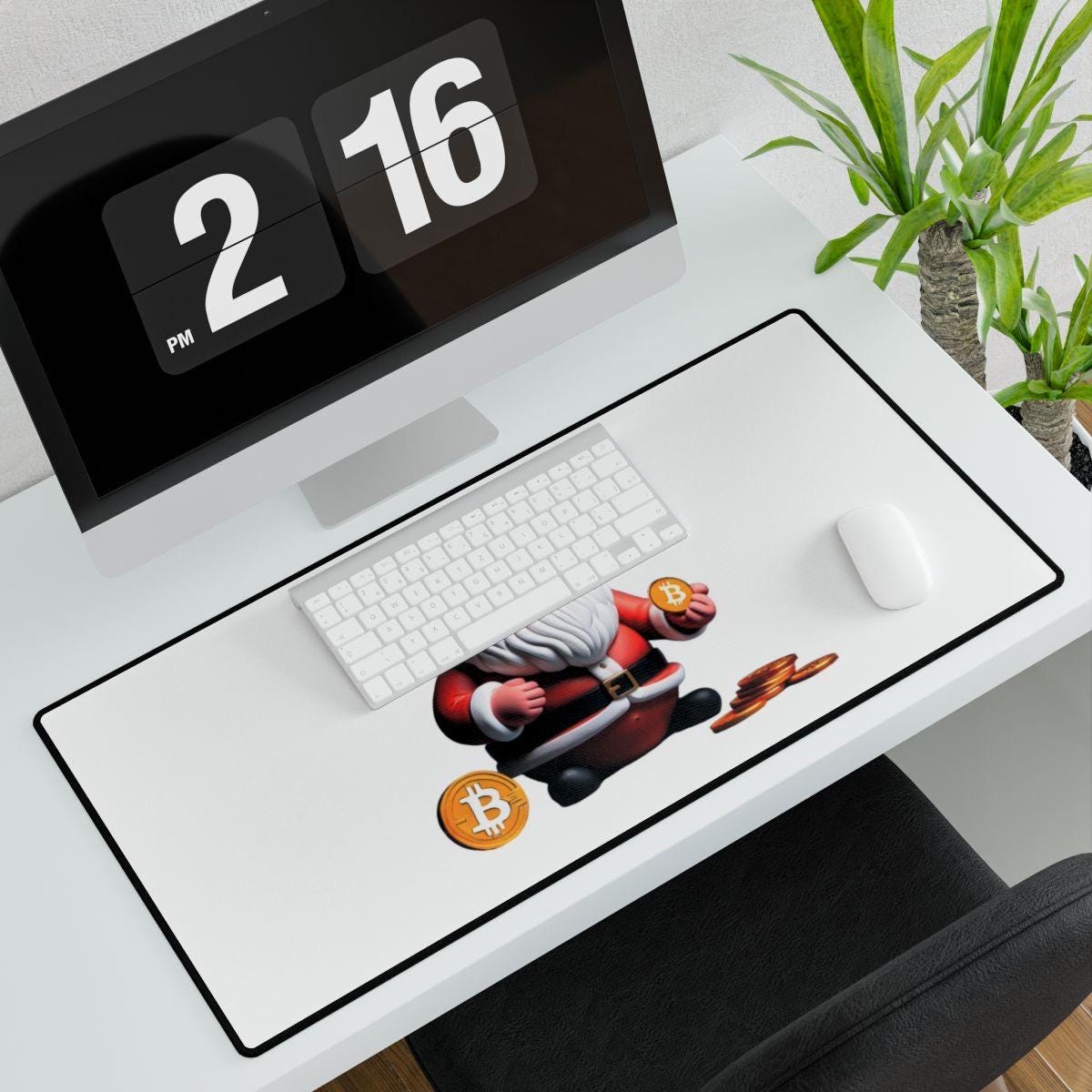Desk Mats, Cute Bitcoin Santa keyboard mouse, Bitcoin Santa Desk Mats, Santa Mouse Pad, Christmas Desk Accessory, Holiday Gaming Mat,