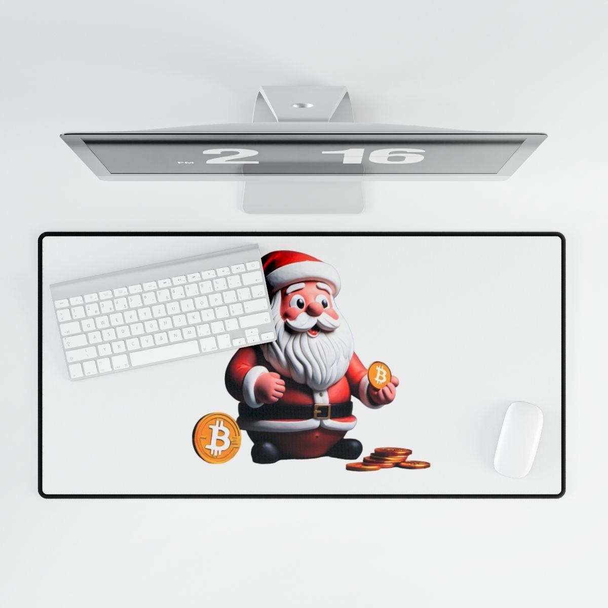 Desk Mats, Cute Bitcoin Santa keyboard mouse, Bitcoin Santa Desk Mats, Santa Mouse Pad, Christmas Desk Accessory, Holiday Gaming Mat,